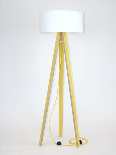 WANDA Gulvlampe 45x140cm - Gul / Hvid Lampeskærm / Gul