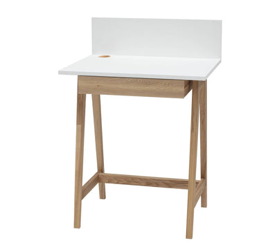 LUKA Asketræ Skrivebord 65x50cm med Skuffe / Hvid