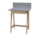 LUKA Asketræ Skrivebord 65x50cm med Skuffe / Mørkegrå