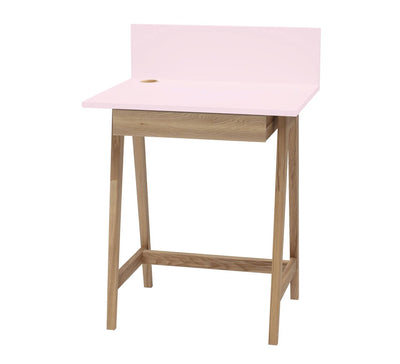 LUKA Asketræ Skrivebord 65x50cm med Skuffe / Pink