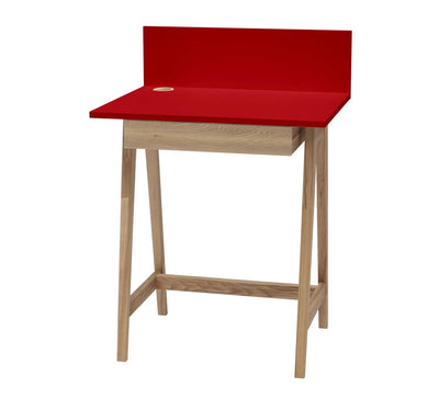 LUKA Asketræ Skrivebord 65x50cm med Skuffe / Rød