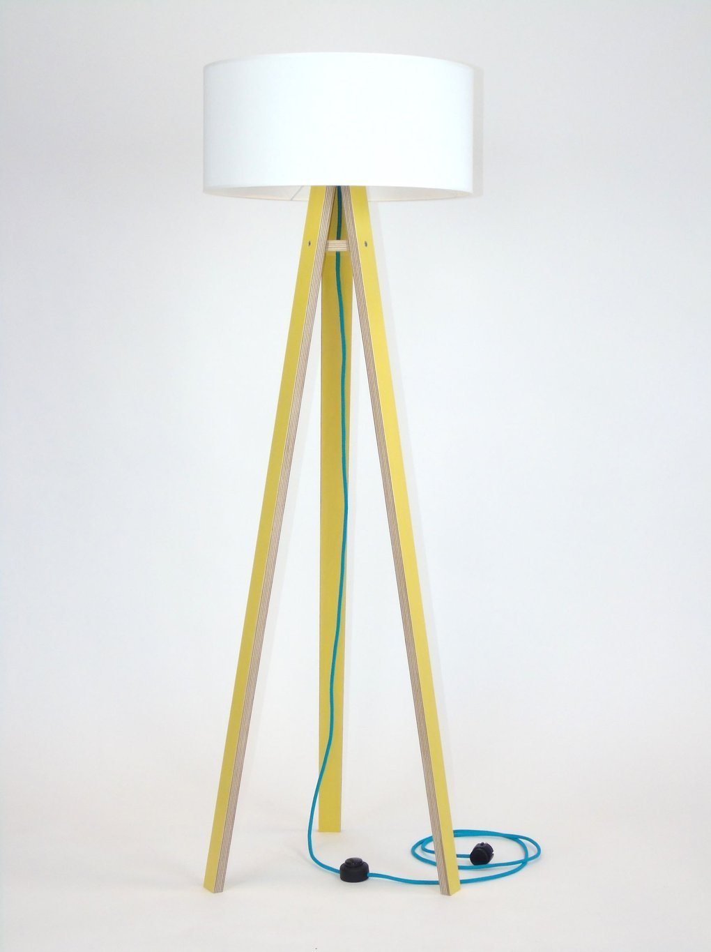 WANDA Gulvlampe 45x140cm - Gul / Hvid Lampeskærm / Turkis