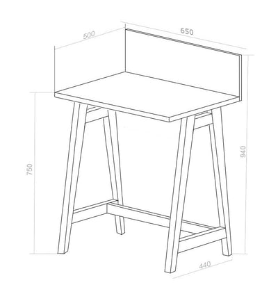 LUKA Skrivebord 65x50cm Eg / Mørkegrå