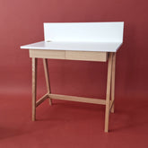 LUKA Asketræ Skrivebord 85x50cm med Skuffe / Hvid