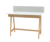 LUKA Asketræ Skrivebord 110x50cm med Skuffe / Hvid