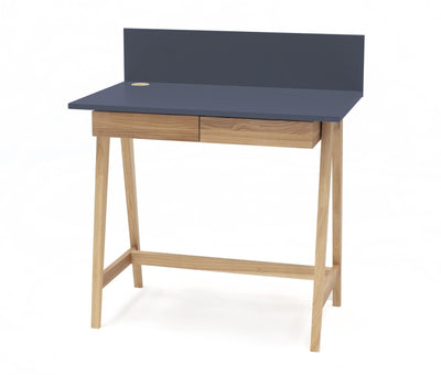 LUKA Asketræ Skrivebord 110x50cm med Skuffe / Grafit
