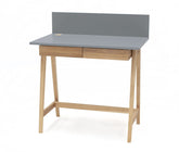LUKA Asketræ Skrivebord 85x50cm med Skuffe / Mørkegrå
