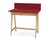 LUKA Asketræ Skrivebord 85x50cm med Skuffe / Rød