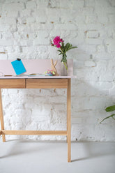 LUKA Skrivebord 85x50cm med Skuffe Eg / Rød