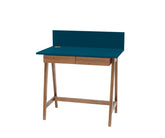 LUKA Skrivebord 85x50cm med Skuffe Eg / Petrol Blå
