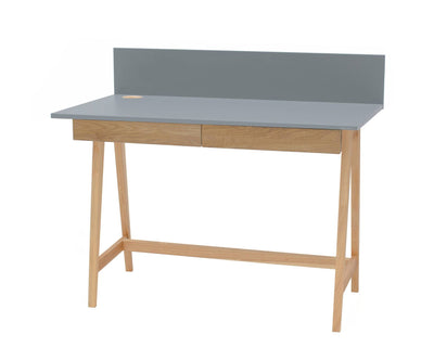 LUKA Asketræ Skrivebord 110x50cm med Skuffe / Mørkegrå