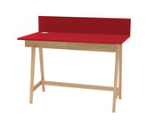 LUKA Asketræ Skrivebord 110x50cm med Skuffe / Rød