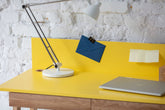 LUKA Asketræ Skrivebord 110x50cm med Skuffe / Petrol Blå