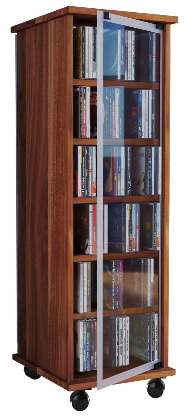 CD/DVD-tårn til 150 CD'er, H. 97,5 cm x B. 31 cm x D. 35 cm, valnøddebrun