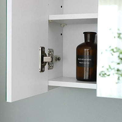 Badeværelsesskab med Spejl - Moderne Opbevaringsskab, 3 låger, Justerbar Hylde, 60x15x55 cm, Hvid