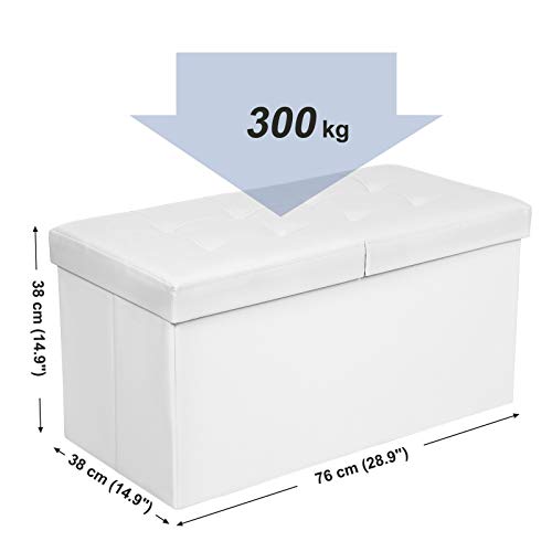 80 L sammenklappelig osmannisk bænkopbevaringsboks. Belastningskapacitet på 300 kg 76 x 38 x 38 cm hvid - Lammeuld.dk