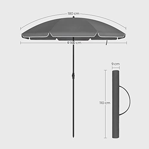 Parasol i metal og PA, grå