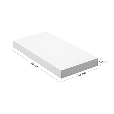 Svævehylde i hvid, 40 x 20 x 3,8 cm - Lammeuld.dk