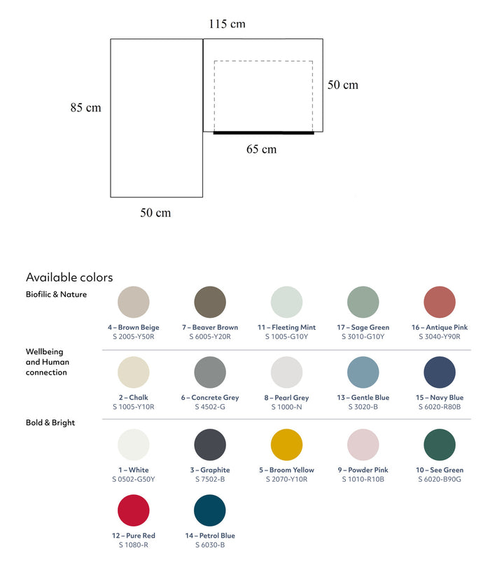 LUKA Asketræ Hjørneskrivebord B 115cm x D 85cm / Mørkegrå venstre side