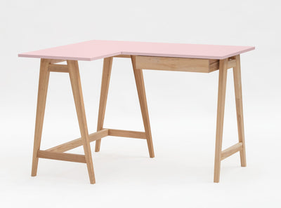 LUKA Asketræ Hjørneskrivebord B 115cm x D 85cm / Pink Venstre Side