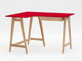 LUKA Asketræ Hjørneskrivebord B 115cm x D 85cm / Rød Venstre Side