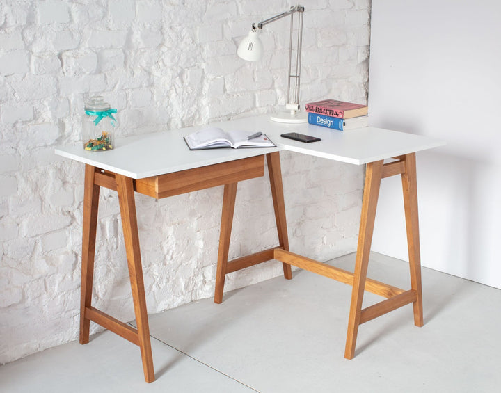 LUKA Hjørneskrivebord B 115cm x D 85cm / Rød Eg Højre Side
