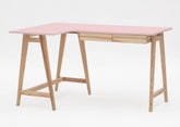 LUKA Asketræ Hjørneskrivebord B 135cm x D 85cm / Pink Venstre Side