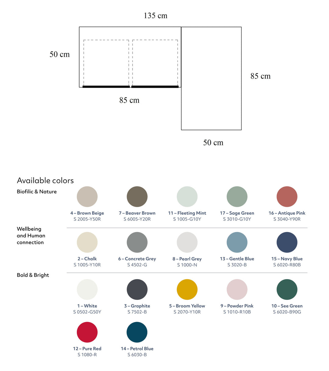 LUKA Asketræ Hjørneskrivebord B 135cm x D 85cm / Rød Højre Side