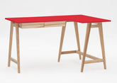 LUKA Asketræ Hjørneskrivebord B 135cm x D 85cm / Rød Højre Side