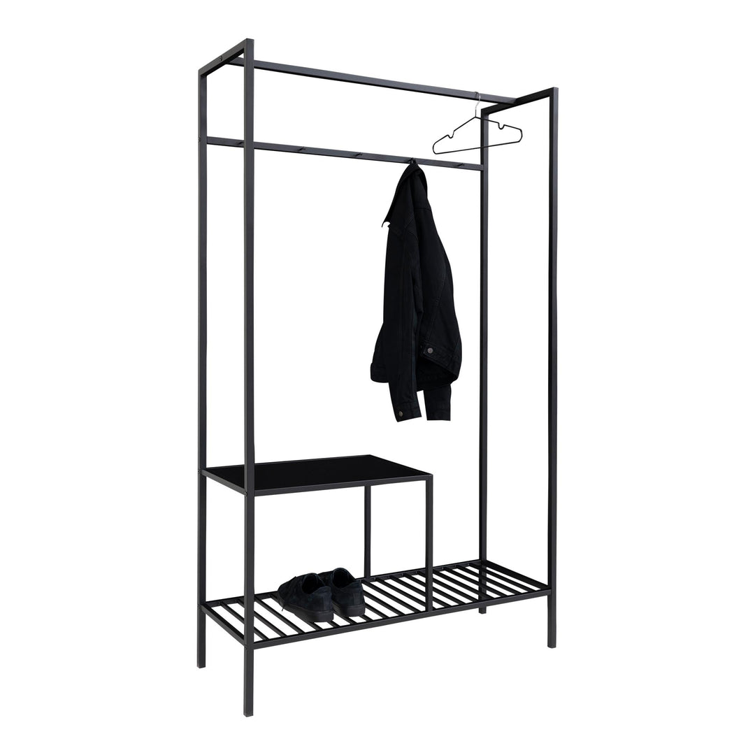 Garderobe med 2 hylder, 38x101x170 cm, sort