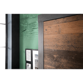 Garderobeskab med 2 døre (ene med spejl) 6 hylder og 1 bøjlestang Fronter i old wood og korpus i matera grafit grå kunstfiner