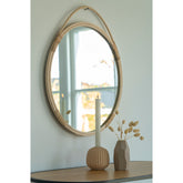 Malo Spejl - Spejl med rattan kant, natur, rundt, Ø50 cm
