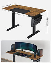 Højdejusterbart elektrisk skrivebord, 60x140 x (72-120) cm, fuldt justerbart, sammensat plade, hukommelsesfunktion med 4 højder, belastningsbeskyttelse, vintage brun/sort