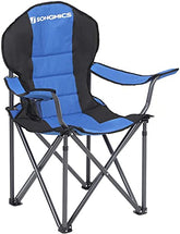 Nyd komforten overalt: Foldbar campingstol med kopholder og høj bæreevne (250 kg), blå