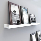 Væghylde Hvid flydende hylde avsats til billedrammer og bøger, 115 x 10 cm, MDF - Lammeuld.dk