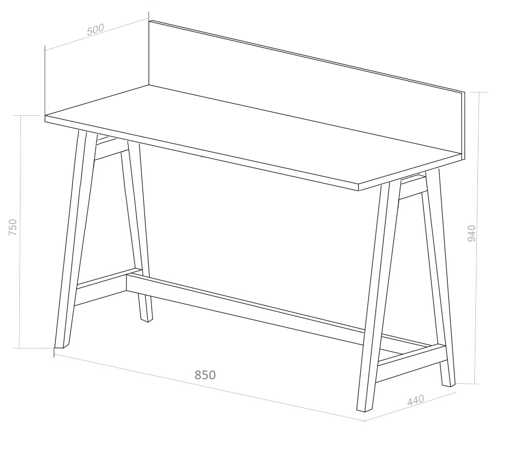 LUKA Asketræ Skrivebord 85x50cm Gul