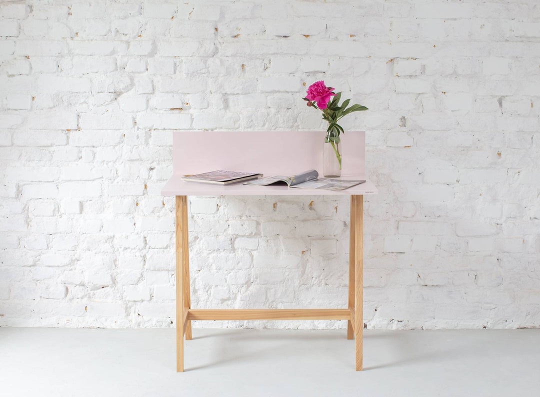 LUKA Asketræ Skrivebord 85x50cm Antik pink