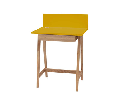 LUKA Asketræ Skrivebord 65x50cm med Skuffe / Gul