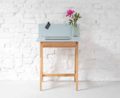 LUKA Asketræ Skrivebord 65x50cm med Skuffe / Gentle Blue