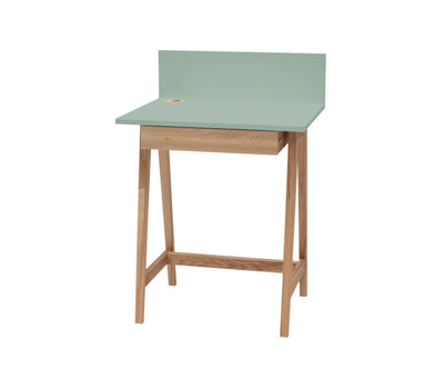 LUKA Asketræ Skrivebord 65x50cm med Skuffe / Salviegrøn