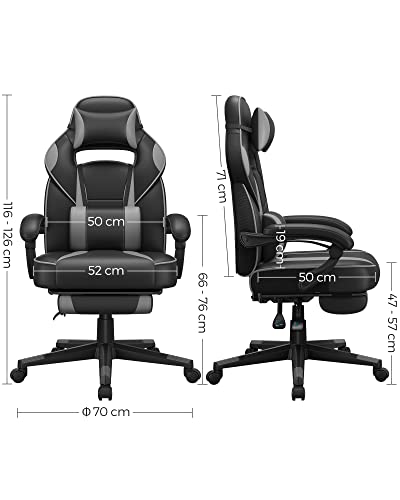 Gamingstol & Kontorstol m/ Fodstøtte & Nakkepude (Ergonomisk & Justerbar)