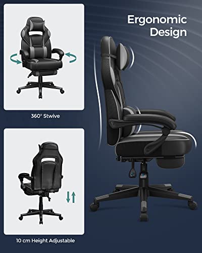 Gamingstol & Kontorstol m/ Fodstøtte & Nakkepude (Ergonomisk & Justerbar)