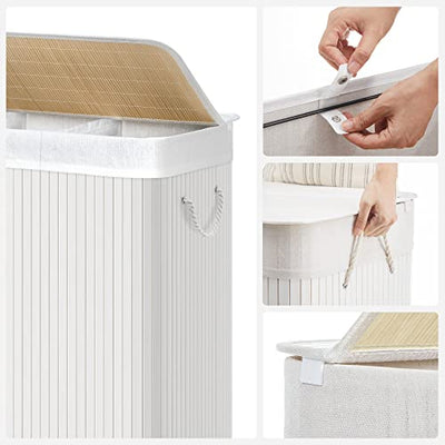 Hold dit hjem rent og ryddeligt med denne lækre vasketøjskurv, 150L, 3 rum, hvid