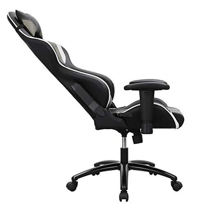 SONGMICS Gaming Racing stol Kontorstol til skrivebord med justerbar armlæn, lændestøtte, nakkestøtte 66 x 72 x 124-132 cm sort og hvid - Lammeuld.dk