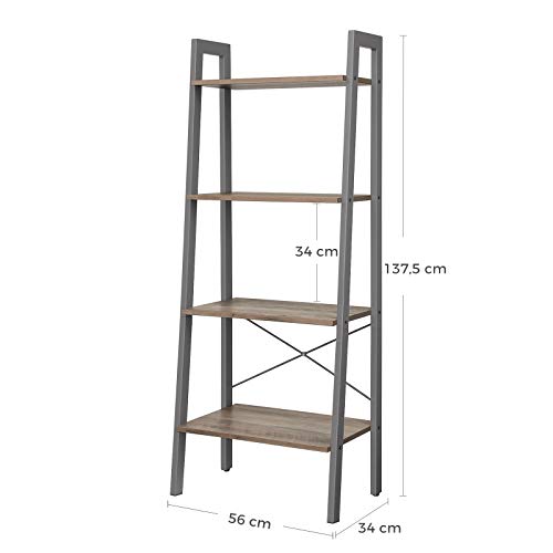 Reolhyldehylde med 4 niveauer Metalstabil let montering til stue Soveværelse Køkken Industrielt design Greige-Grey - Lammeuld.dk