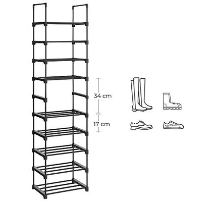 Skoreol med 5 etager (2 stk.) - Sort, pladsbesparende og stabil opbevaring
