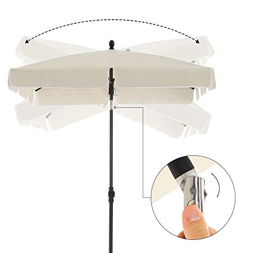 Rektangulær Altanparasol 1,8 x 1,25 m, UPF 50+ Beskyttelse, , PA-belagt Dug, Fod Ikke Inkluderet, Beige