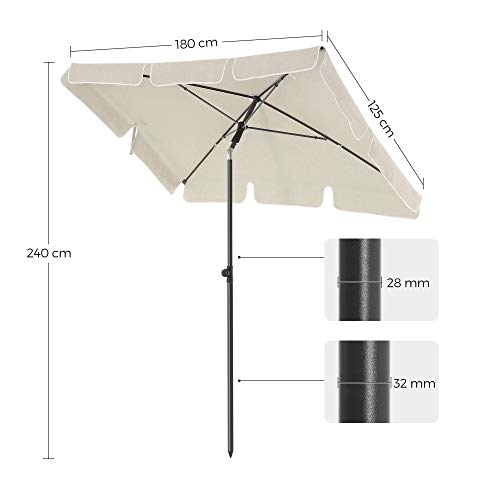 Rektangulær Altanparasol 1,8 x 1,25 m, UPF 50+ Beskyttelse, , PA-belagt Dug, Fod Ikke Inkluderet, Beige