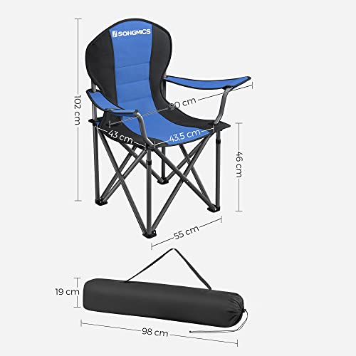 Nyd komforten overalt: Foldbar campingstol med kopholder og høj bæreevne (250 kg), blå