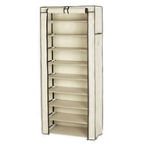 Songmics 10 Tier Shoe Rack Cabinet til 27 par sko Standing Storage Organizer Beige 58 x 28 x 160 cm - Lammeuld.dk